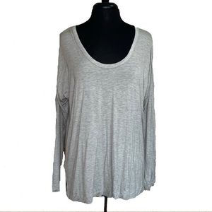 LOFT Gray Scoopneck Tee NWT Size Large T-Shirt Long Sleeve